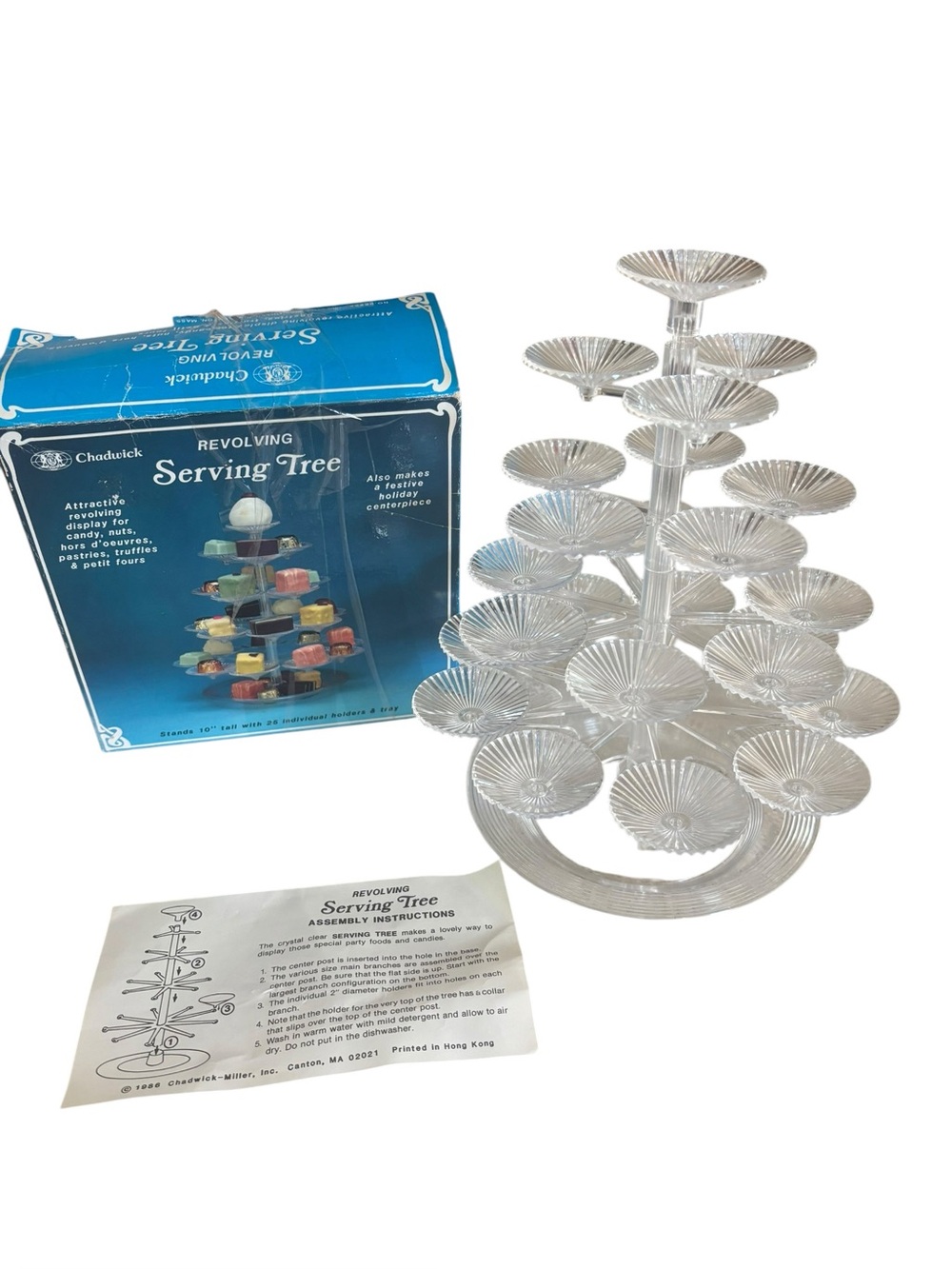 Chadwick 1986 Revolving Serving Tree 25 Trays Original Box MCM